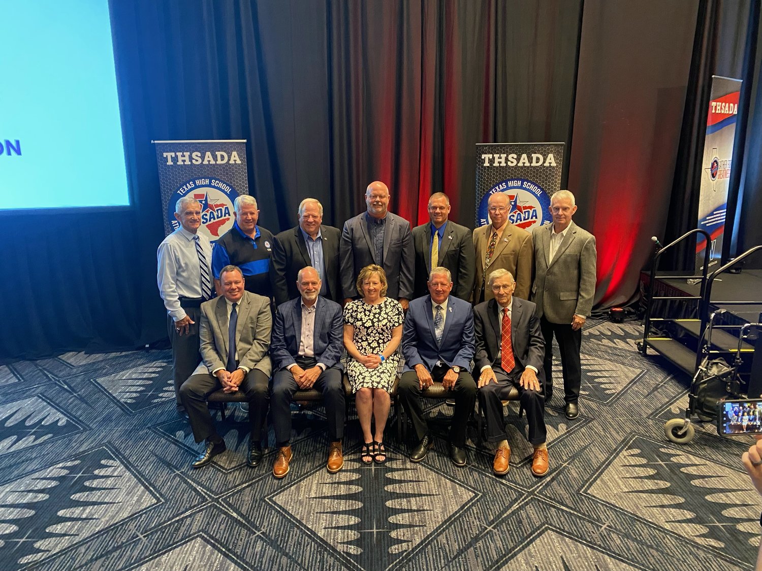 Katy ISD Athletic Director Debbie Decker is pictured along with the other THSADA Hall of Honor recipients.